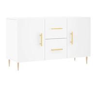 HETFTJN Buffet Blanc 100x36x60 cm, Buffet Bas de Rangement en Bois d'Ingénierie et Métal, Meuble de Salon Moderne avec Portes et Étagères pour Entrée et Séjour