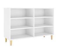 HETFTJN Buffet Blanc 103,5x35x70 cm, Meuble de Rangement Scandinave en Bois d'Ingénierie, Bahut Bas avec 6 Étagères pour Salon, Bureau et Entrée, Bibliothèque sur Pieds