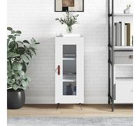 HETFTJN Buffet blanc 34,5 x 34 x 90 cm en matériau dérivé du bois avec porte en verre - Meuble bas moderne pour salon, couloir, chambre à coucher, espace de rangement, commode, armoire de cuisine
