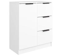 HETFTJN Buffet blanc 60 x 30 x 70 cm en matériau dérivé du bois avec porte pivotante à droite/gauche pour salon, cuisine, couloir, étagère de rangement, design moderne, pour salon, chambre à coucher