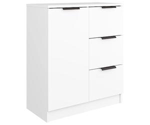 HETFTJN Buffet blanc 60 x 30 x 70 cm en matériau dérivé du bois avec porte pivotante à droite/gauche pour salon, cuisine, couloir, étagère de rangement, design moderne, pour salon, chambre à coucher