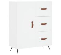 HETFTJN Buffet Blanc 69,5 x 34 x 90 cm en Bois d'Ingénierie avec 3 Tiroirs et 1 Porte, Meuble de Rangement sur Pieds Métalliques, Commode pour Salon, Salle à Manger et Entrée