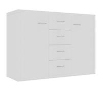 HETFTJN Buffet Blanc 88x30x65 cm Meuble de Rangement en Bois d'Ingénierie avec 4 Tiroirs et 2 Portes Commode Basse Gain de Place pour Salon Chambre et Couloir