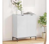HETFTJN Buffet blanc brillant - 69,5 x 33 x 82 cm - Avec 2 portes - Design moderne et capacité de charge de 60 kg - Pour salon, cuisine et salle à manger