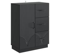HETFTJN Buffet de Cuisine Noir 66 x 34,5 x 87 cm en Bois d'Ingénierie, Commode de Salon avec 3 Tiroirs et 1 Porte, Meuble de Rangement pour Salle à Manger et Entrée