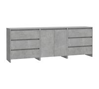 HETFTJN Buffet en bois avec portes et tiroirs, design moderne, 70 x 40 x 75 cm, gris béton, composition d'espace de rangement, pour salon, couloir, bureau à domicile