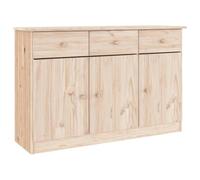 HETFTJN Buffet en Bois de Pin Massif Alta, Meuble de Rangement avec Tiroirs et Portes pour Salon, Commode Basse en Bois Brut à Peindre, Console Rustique, 112 x 35 x 73 cm
