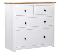 HETFTJN Buffet en bois de pin naturel - 80 x 40 x 83 cm - Blanc naturel - 4 tiroirs - Commode rustique pour salon, cuisine, couloir