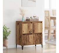 HETFTJN Buffet en bois recyclé - 60 x 35 x 70 cm - En bois composite et fer - Charge maximale : 60 kg - 4 portes - Style maison de campagne industrielle - Pour salon, salle à manger, couloir et bureau