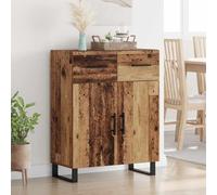 HETFTJN Buffet en bois recyclé - 69,5 x 34 x 90 cm - En matériau dérivé du bois - Avec tiroir et 2 portes - Meuble bas moderne pour salon, cuisine, couloir et bureau - Robuste et peu encombrant