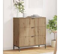 HETFTJN Buffet en chêne artisanal 79,5 x 33 x 82 cm en bois dérivé du bois, 3 tiroirs, pieds réglables, design moderne et miracle de rangement pour salon, cuisine, couloir