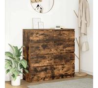 HETFTJN Buffet en chêne fumé 100 x 35 x 99 cm - Meuble bas avec large étagère - Style maison de campagne - Armoire de cuisine pour salon, salle à manger ou couloir