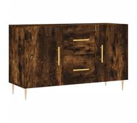 HETFTJN Buffet en chêne fumé 100 x 36 x 60 cm - En bois avec pieds en métal - Design moderne - Beaucoup d'espace de rangement - Vitrine de collection pour salon, cuisine, couloir