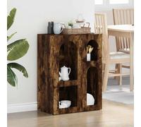 HETFTJN Buffet en chêne fumé 59 x 35 x 80,5 cm - En bois massif - Design moderne - Étagères spacieuses - Durable et robuste - Buffet pour salon, salle à manger, couloir