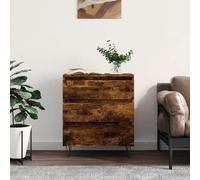 HETFTJN Buffet en chêne fumé 60 x 35 x 70 cm en bois et pieds en fer - Design moderne - Merveilleux de rangement pour salon, chambre à coucher, couloir