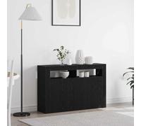 HETFTJN Buffet en chêne noir - 116 x 30 x 75 cm - Moderne - En bois - Armoire de rangement avec 3 portes - Élégante armoire de buffet pour salon, cuisine, couloir