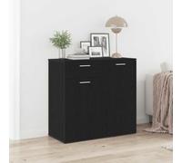 HETFTJN Buffet en chêne noir 80 x 36 x 75 cm en matériau dérivé du bois avec porte flexible, tiroir, meuble bas moderne pour salon, couloir, chambre à coucher, salle à manger, bureau