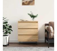 HETFTJN Buffet en chêne Sonoma - 60 x 35 x 70 cm - En bois avec pieds en fer - Design moderne - Commode robuste avec espace de rangement pour salon, couloir, chambre à coucher, cuisine, bureau