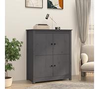 HETFTJN Buffet gris - 83 x 41,5 x 100 cm - Bois de pin massif - Grand espace de rangement - Style maison de campagne - Meuble TV bas pour salon, couloir, salle à manger, cuisine