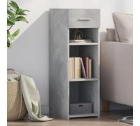 HETFTJN Buffet gris béton 30 x 42,5 x 93 cm en matériau dérivé du bois avec tiroir, meuble bas moderne pour salon, couloir ou bureau, meuble de rangement au look industriel intemporel