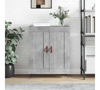 HETFTJN Buffet gris béton 69,5 × 34 × 90 cm en bois et métal pour salon, couloir, bureau, espace de rangement, durable