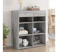 HETFTJN Buffet gris sonoma 80 x 42,5 x 93 cm en matériau dérivé du bois avec 2 tiroirs - Miracle de rangement moderne pour salon, cuisine, couloir