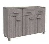 HETFTJN Buffet HAMAR Gris Clair en Bois Massif de Pin 113x40x80 cm - Meuble Bas Design Scandinave avec 3 Portes et 3 Tiroirs Coulissants - Commode de Rangement pour Salon, Salle à Manger et Cuisine