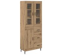 HETFTJN Buffet Haut 2 Pièces Chêne Artisanal Bois d'Ingénierie, Armoire de Rangement Moderne avec 3 Tiroirs, Meuble de Salon et Salle à Manger Contemporain 69,5x34x180 cm