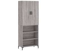 HETFTJN Buffet Haut Armoire de Rangement Salon, Bibliothèque avec Portes, Meuble de Rangement Vertical pour Salle à Manger, Bois d'Ingénierie et Métal, Gris Sonoma, 69,5x34x180 cm