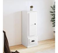 HETFTJN Buffet haut blanc 36 x 35,5 x 103,5 cm en matériau dérivé du bois - Buffet moderne avec espace de rangement pour salon, couloir et cuisine