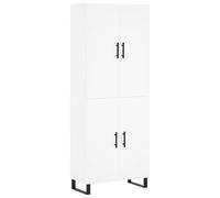 HETFTJN Buffet haut blanc 69,5 x 34 x 180 cm, en bois dérivé du bois avec pieds en métal, armoire de buffet moderne avec 2 pièces, miracle de rangement pour salon, cuisine, couloir