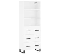 HETFTJN Buffet Haut Blanc 69,5x34x180 cm, Armoire de Rangement en Bois d'Ingénierie et Métal, Vitrine Élégante avec Grand Espace pour Salon, Salle à Manger et Entrée