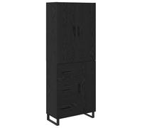 HETFTJN Buffet Haut Chêne Noir 69,5 x 34 x 180 cm, Armoire de Rangement Moderne en Bois d'Ingénierie avec Tiroir et 3 Portes, Meuble Gain de Place Pratique pour Salon et Salle à Manger