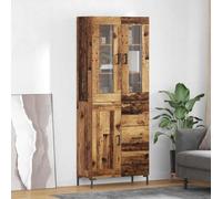 HETFTJN Buffet haut en bois recyclé 69,5 x 34 x 180 cm avec 3 portes et tiroir en bois massif - Design moderne - Peu encombrant - Pour salon, couloir, bureau