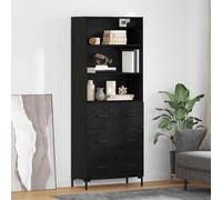 HETFTJN Buffet haut en chêne noir 69,5 x 34 x 180 cm avec 3 tiroirs, matériau en bois robuste, buffet haut minimaliste pour salon, salle à manger ou couloir