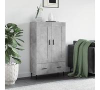 HETFTJN Buffet haut gris béton 69,5 x 31 x 115 cm en matériau dérivé du bois avec métal, buffet moderne pour salon, couloir, bureau, miracle de rangement et poids lourd décoratif