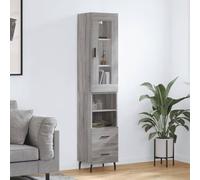 HETFTJN Buffet haut gris Sonoma 34,5 x 34 x 180 cm avec pieds en métal, buffet moderne, grand espace de rangement, pour cuisine, salon, couloir, chambre à coucher, pour maison, bureau, vitrine