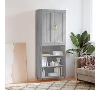 HETFTJN Buffet haut gris Sonoma - 69,5 x 34 x 180 cm - En bois avec pieds en métal - Buffet moderne - Pour salon, espace de rangement généreux, cuisine, couloir, style maison de campagne - Pour salle