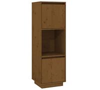 HETFTJN Buffet Haut Marron Miel 38x35x117 cm en Bois de Pin Massif, Armoire Latérale de Rangement Rustique avec 2 Portes et 1 Compartiment pour Salon, Salle à Manger et Entrée