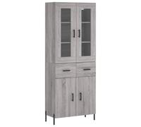 HETFTJN Buffet Haut Sonoma Gris 69,5x34x180 cm en Bois d'Ingénierie, Vitrine de Rangement Design Élégant avec Pieds en Métal pour Salon, Salle à Manger et Cuisine