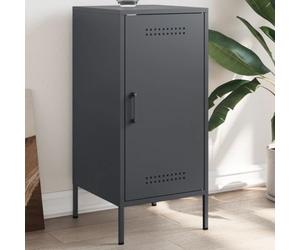 HETFTJN Buffet industriel 36 x 39 x 79 cm anthracite en acier laminé à froid, 2 compartiments avec porte, pieds réglables, charge maximale de 20 kg, meuble bas moderne pour salon, couloir, chambre à