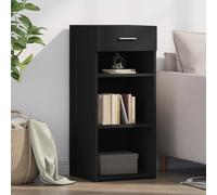 HETFTJN Buffet noir 40 x 42,5 x 93 cm en matériau dérivé du bois avec tiroir - Meuble bas moderne pour salon, couloir, cuisine, salle à manger - Solution de rangement peu encombrante