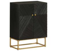 HETFTJN Buffet Noir 55x30x76 cm en Bois de Manguier Massif et Fer, Meuble de Rangement Industriel avec Pieds Robustes, Petit Buffet Bas pour Salon, Entrée et Couloir
