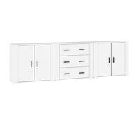 HETFTJN Buffet Salon Blanc 3 Pièces, Meuble de Rangement en Bois d'Ingénierie, Commode Basse Intemporelle pour Salle à Manger et Couloir, 80 x 33 x 70 cm par Module