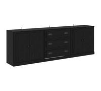 HETFTJN Buffet Salon Noir Chêne 210 x 35,5 x 67,5 cm Meuble de Rangement Bois d'Ingénierie avec 3 Tiroirs et 4 Portes Enfilade Moderne pour Salle à Manger Cuisine Maison