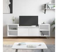 HETFTJN Buffet TV blanc 160 x 35 x 55 cm en matériau dérivé du bois avec 6 compartiments, design moderne et miracle de rangement pour salon, bureau, couloir