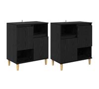 HETFTJN Buffets 2 pcs Chêne Noir 60x35x70 cm Meuble de Rangement en Bois d'Ingénierie Petit Buffet Bas Design Moderne avec 4 Portes et Étagères pour Salon Salle à Manger et Cuisine