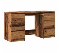 HETFTJN Bureau avec 6 Tiroirs Table d'Ordinateur Bureau Informatique en Bois d'Ingénierie Meuble d'Etude pour Salon et Bureau Couleur Vieux Bois Style Rustique 140x50x77 cm