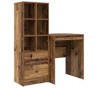 HETFTJN Bureau avec Étagère et 2 Tiroirs, Table de Travail en Bois d'Ingénierie, Meuble Secrétaire avec Rangement pour Maison et Bureau, Bois Ancien, 105,5 x 50 x 127 cm
