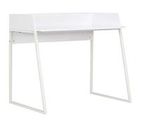 HETFTJN Bureau blanc 90 x 60 x 88 cm en bois avec structure en acier - Design moderne et durable - Avec planche arrière - Pour la maison, le bureau, les jeux, les études, le salon, la chambre